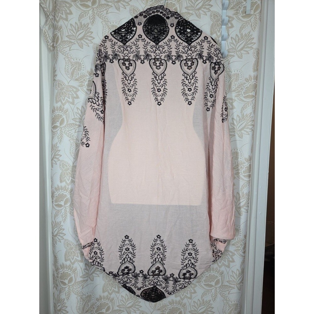 NEW Free People Catania Embroidered Eyelet Pink Kimono Lace Wrap Shawl OS Boho - Picture 6 of 10